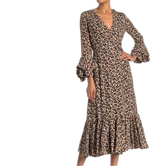 Diane Von Furstenberg Dresses & Skirts - Diane Von Furstenberg Leopard Print Ruffle Maxi Wrap Dress